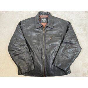 American Outerwear Mens Large Leather Black Bomber Jacket L